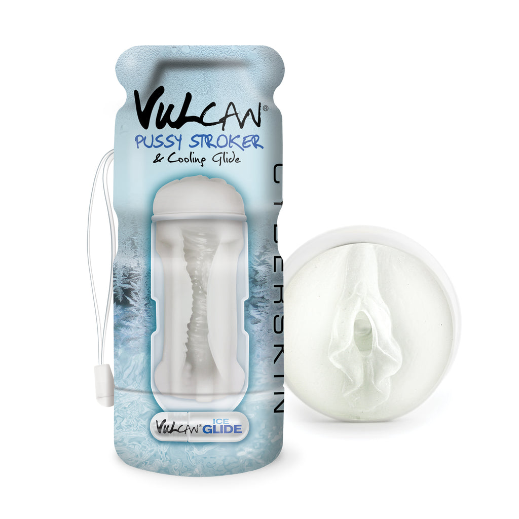 CyberSkin® Vulcan® Pussy Stroker w/Cooling Glide, Frost - Topco Wholesale