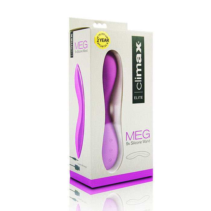 Climax® Elite, Meg, Rechargeable 9x Silicone Vibe, Purple - Topco Wholesale