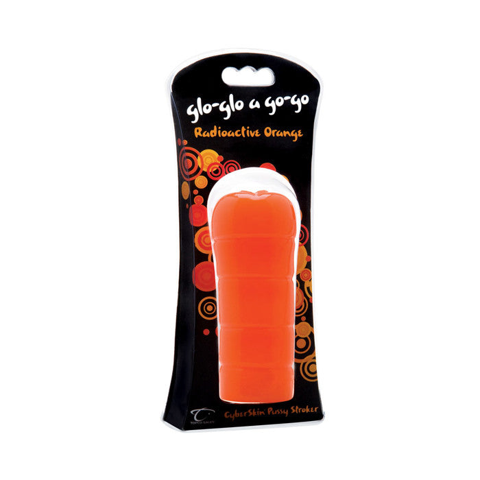CyberSkin® Glo-Glo a Go-Go Pussy Stroker, Radioactive Orange - Topco Wholesale