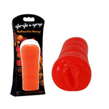 CyberSkin® Glo-Glo a Go-Go Pussy Stroker, Radioactive Orange - Topco Wholesale