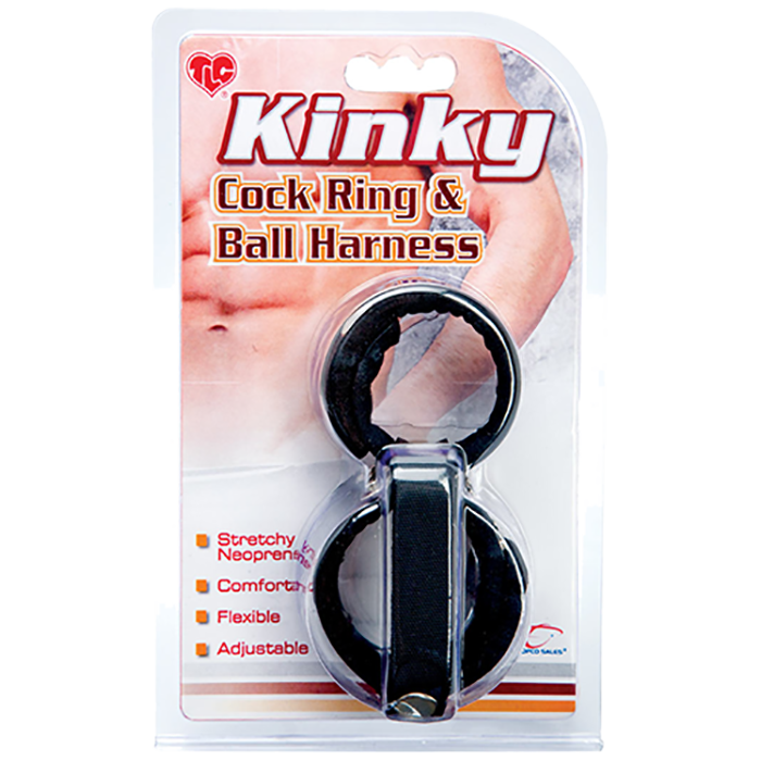 TLC Kinky Cock Ring & Ball Harness, Neoprene - Topco Wholesale