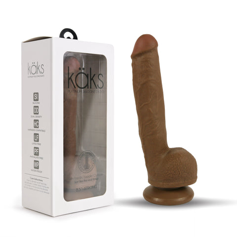 Kaks Dual-Density Platinum Silicone Dildo, 8.5" Dark - Topco Wholesale