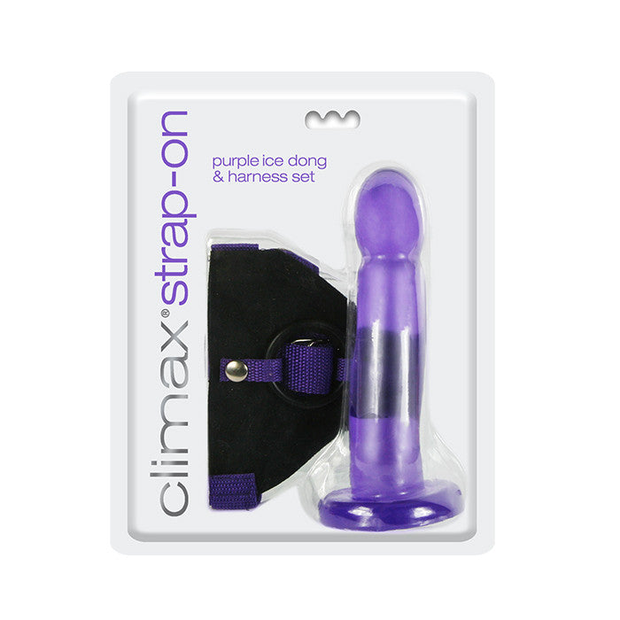 Climax® Strap-on Purple Ice Dong & Harness set - Topco Wholesale
