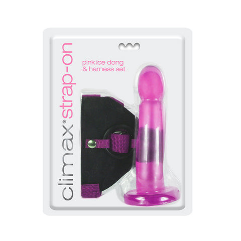 Climax® Strap-on Pink Ice Dong & Harness set - Topco Wholesale