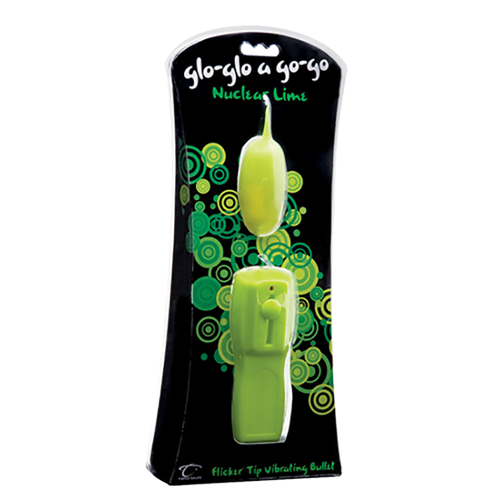 Glo-Glo a Go-Go Nuclear Lime Flicker Tip Vibrating Bullet - Topco Wholesale