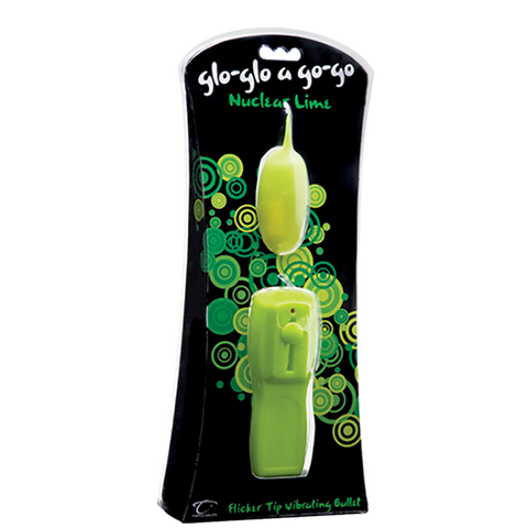 Glo-Glo a Go-Go Nuclear Lime Flicker Tip Vibrating Bullet - Topco Wholesale