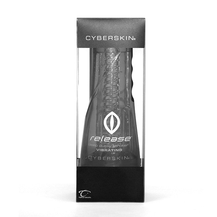 CyberSkin® Release™ Pussy Stroker, Clear, Vibrating - Topco Wholesale