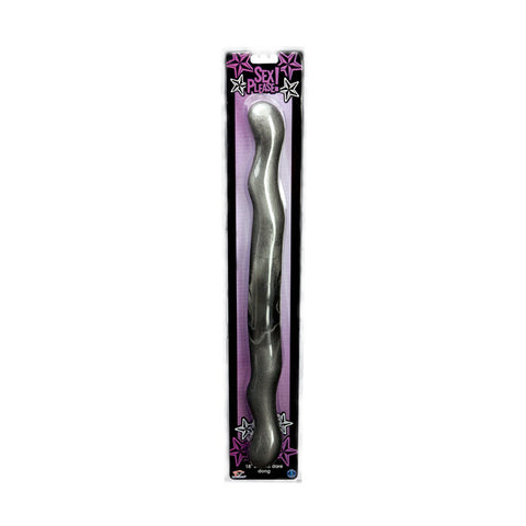 Sex Please! 18"  Double Dare Dong, Silver - Topco Wholesale