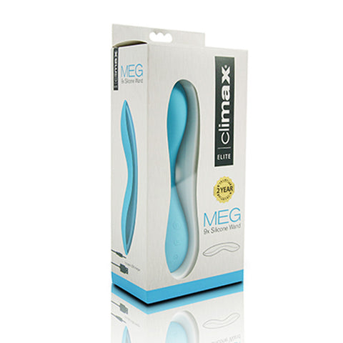 Climax® Elite, Meg, Rechargeable 9x Silicone Vibe, Blue - Topco Wholesale